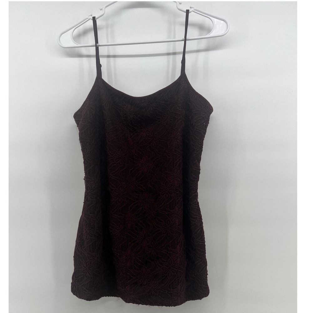 Ann Taylor Camisole Women M Burgundy Lace Top Coquette Academia Romantic